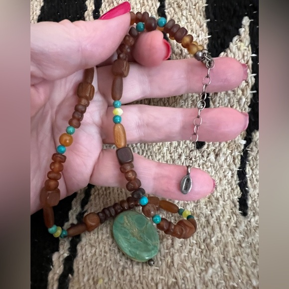 ❤️ Vintage Barse 925 Green Turquoise Beaded Necklace with Pendant 18+2.5” - Picture 7 of 12